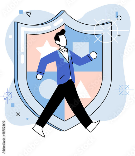 Confidence concept. Person has private conversation metaphor. Confidential communication. Trust property, reassuring partnerships, conviction. Protection of intellectual property. Confidential data