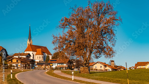 Beautiful autumn or indian summer view near Leobendorf, Bavaria, Germany