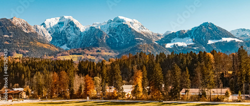 Beautiful autumn or indian summer view near Berchtesgaden, Bavaria, Germany