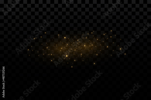 Gold particles. Light effect. Gold dust. background decoration.