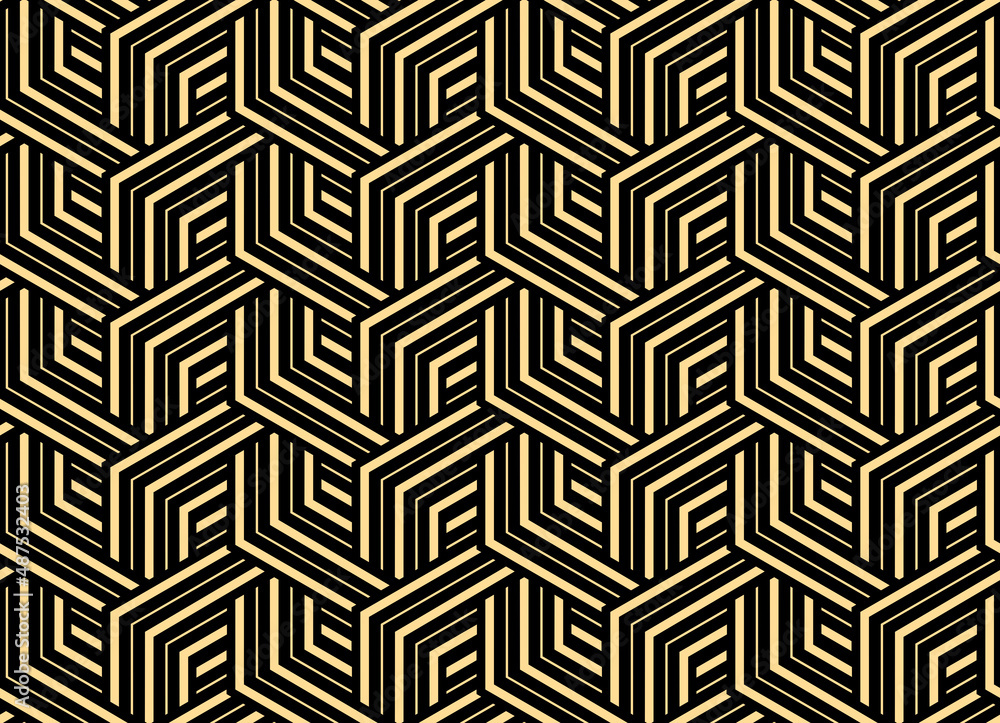 Abstract geometric pattern with stripes, lines. Seamless vector background. Gold and dark blue ornament. Simple lattice graphic design Abstract geometric pattern with stripes, lines. Seamless vector background. Gold and dark blue ornament. Simple lattice graphic design
