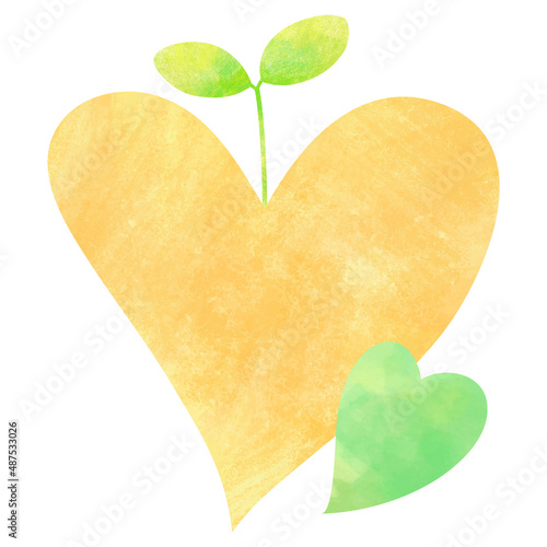 オレンジのハートからの芽生え