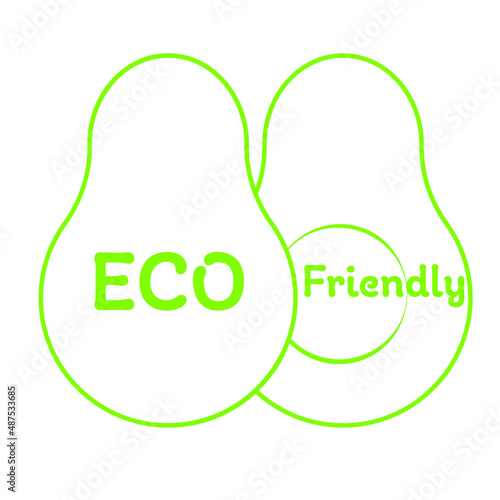 icon two green  avocados eco ecofriendly inscription 