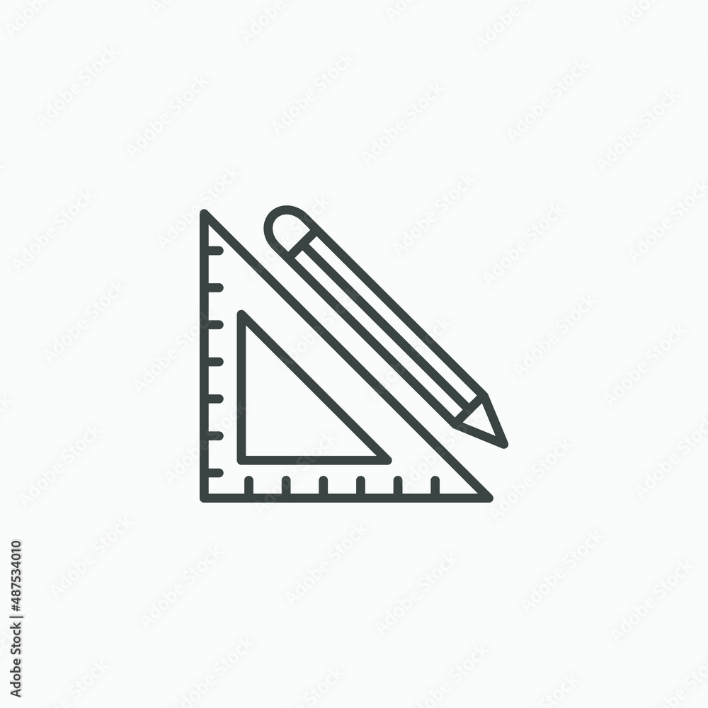 pencil, ruler, measurement, protractor icon vector isolated pencil, ruler, measurement, protractor icon vector isolated