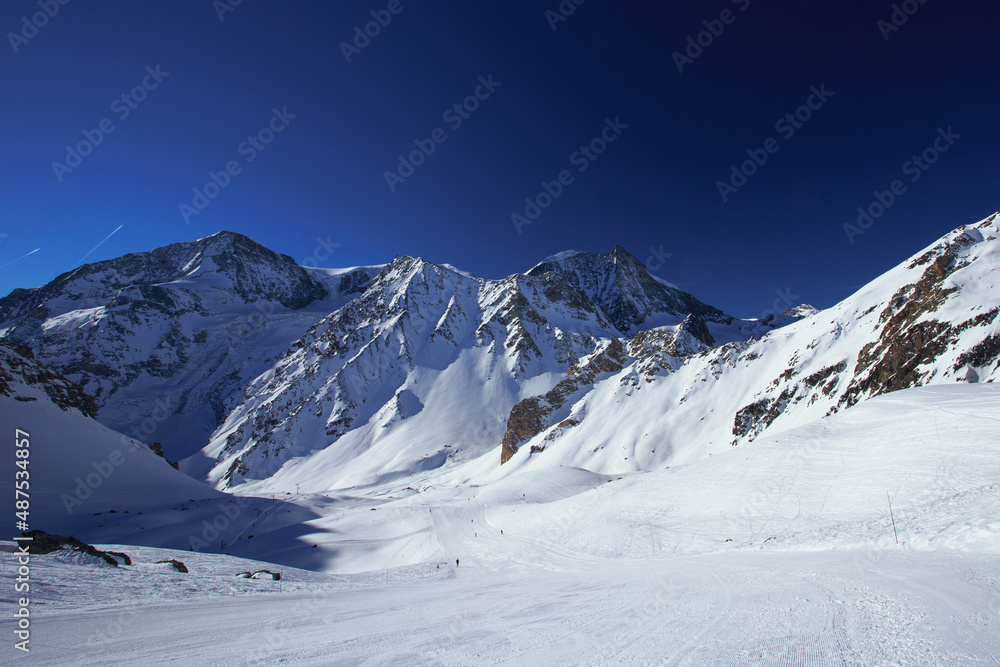 Winter mountain landscape in the Swiss Alps