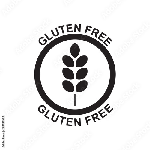 gluten free label icon in black flat glyph, filled style isolated on white background