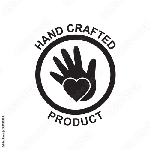 Handcrafted product label icon in black flat glyph, filled style isolated on white background