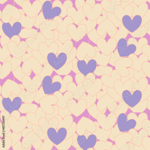 Vector seamless love symbol half-drop pattern  with stylish hearts 