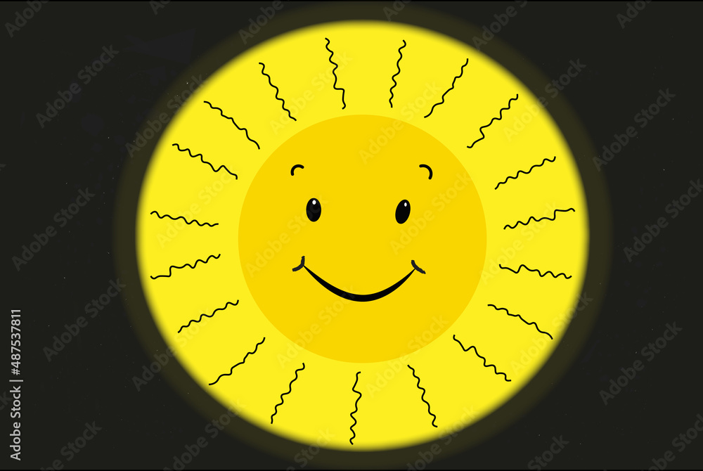 Shining and Smiling Sun in Black Sky Shining and Smiling Sun in Black Sky