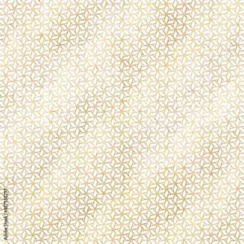 網代麻の葉の和柄背景 金色 和紙風テクスチャ 上品 白 六角形 幾何学的 正方形バナー レトロ