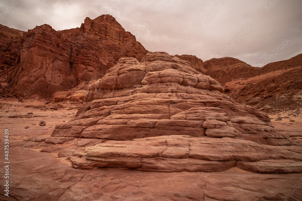 Fototapeta premium View of red desert rocks in Timna natural park in Negev, Eilat, Israel 