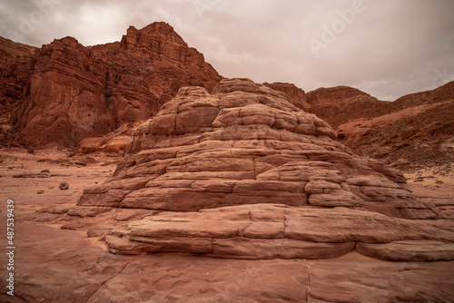 View of red desert rocks in Timna natural park in Negev, Eilat, Israel 