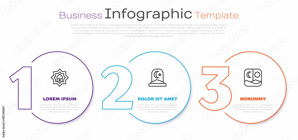 custom made wallpaper toronto digitalSet line Muslim Mosque, cemetery and Ramadan fasting. Business infographic template. Vector