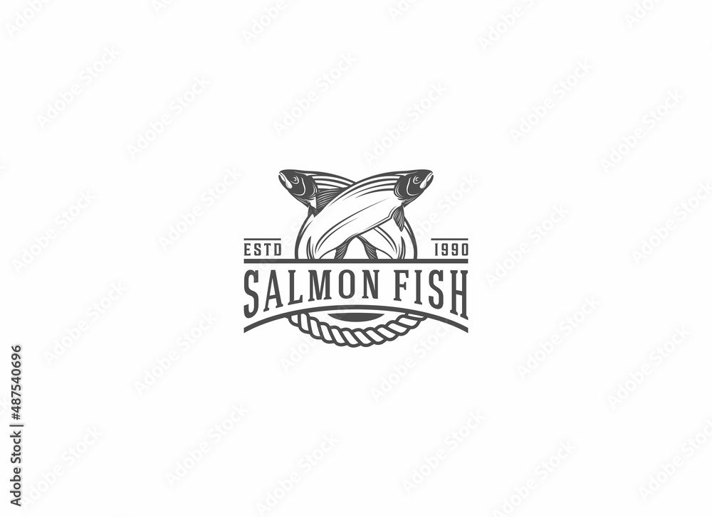 salmon fish logo template vector, icon in white background salmon fish logo template vector, icon in white background