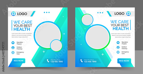 Healthcare social media post  template.creative layout for hospital or clinic