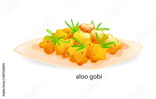Traditional vegetarian indian dish Aloo gobi vector