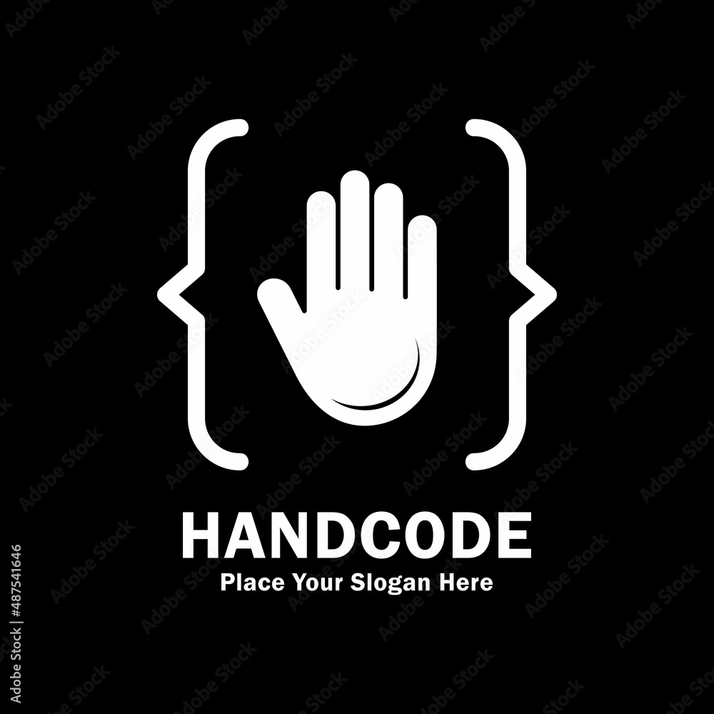 Hand code vector logo design. Suitable for business, web, technology and art Hand code vector logo design. Suitable for business, web, technology and art