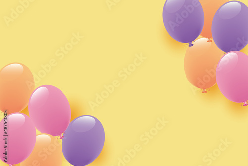 中間色の風船イラスト背景