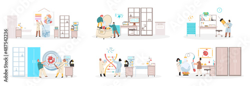 Scientist conducts scientific researches, virology in lab, holding vaccine, syringe and wearing medical suit. Coronavirus vaccine complete development. Medicines for treatment, doctor with injection