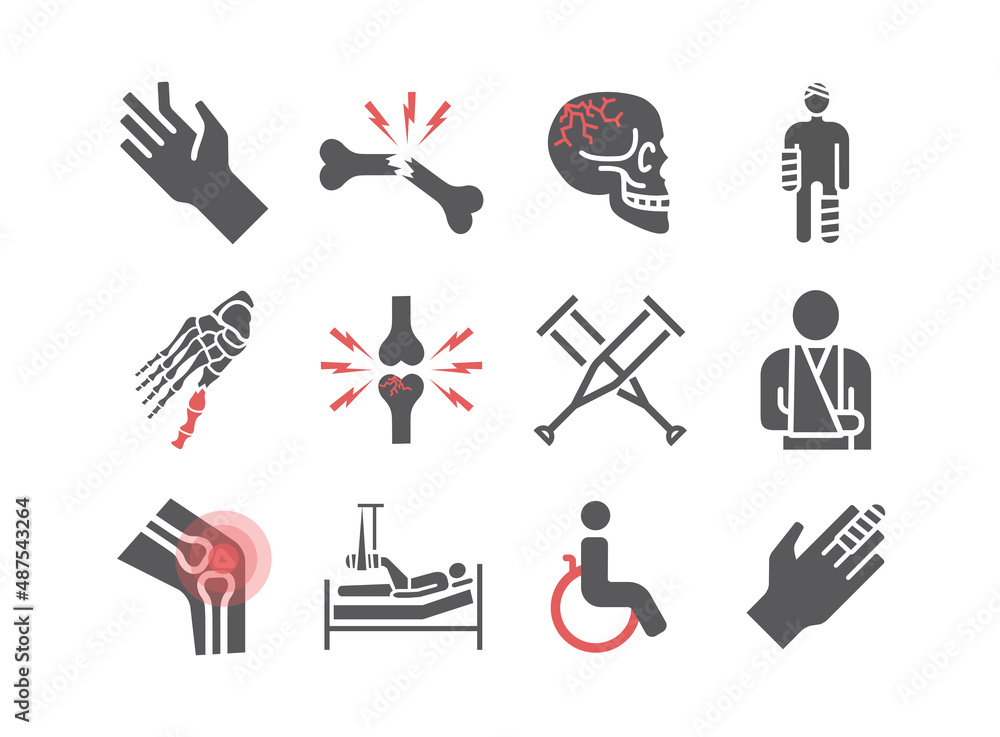 Bone Fractures icons. Treatment. Infographic. Vector illustrations Bone Fractures icons. Treatment. Infographic. Vector illustrations