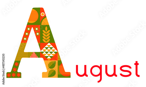 The month of  August. Geometric ornament in the form of the first letter of the month