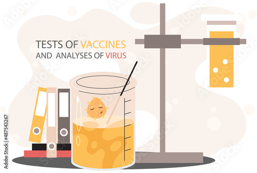 Scientific researchers analyses and tests of vaccines, immunization prevention and protection against viruses. Antivirus vaccine complete development. Pharmaceutical investigation in laboratory
