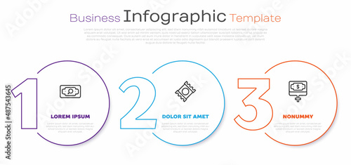Set line Money growth woman, Condom in package and . Business infographic template. Vector