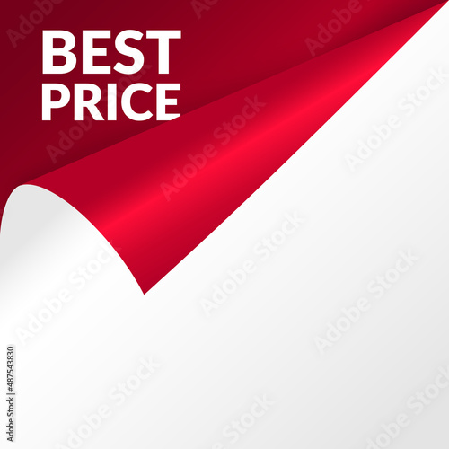 Best price mockup. Special offer page corner