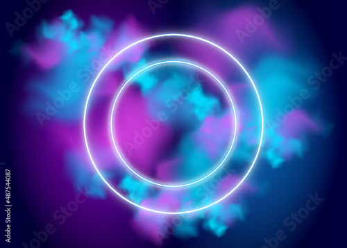 Neon color smoke background with shiny circled stroke- Modern wallpaper design