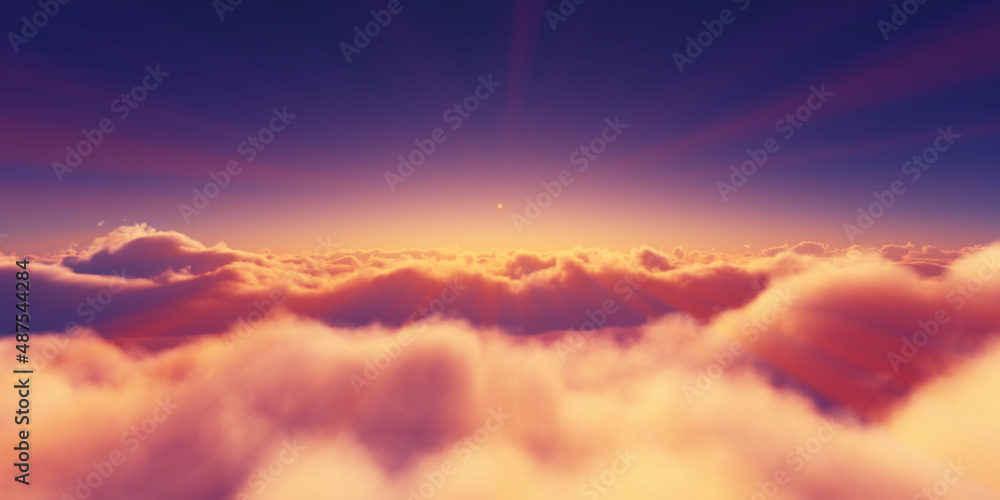 Obraz premium above clouds sunrise sun ray illustration