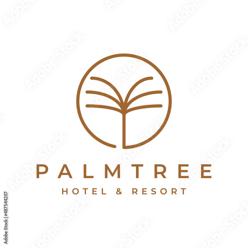 luxury palm tree line logo design