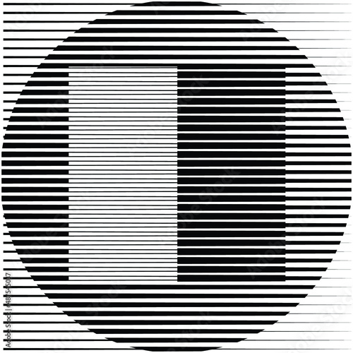 Art composition with lines .Modern art design .Black color stripes .Transition speed lines .Bauhaus style .Geometric shape. Wall art .