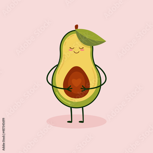 Cute kawaii character pregnant avocado. Funny print for clothing and printed products