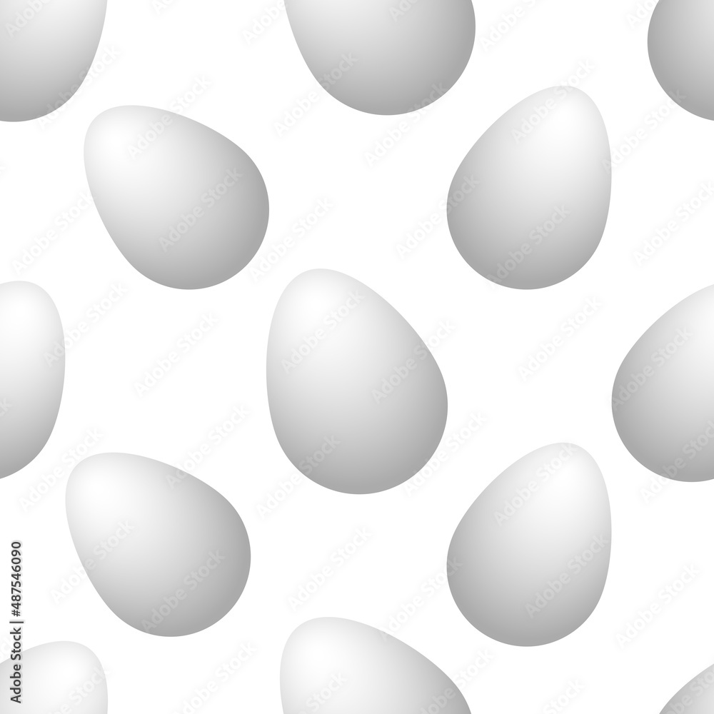 Easter egg. Chicken egg is white. Repeating vector pattern. Isolated background. Flat style. Seamless holiday ornament. Easter background from eggs. Happy Easter. Fragile shell. Idea for web design Easter egg. Chicken egg is white. Repeating vector pattern. Isolated background. Flat style. Seamless holiday ornament. Easter background from eggs. Happy Easter. Fragile shell. Idea for web design