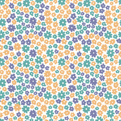Stickers Bloemenmotief patronen Gele en blauwe bloemen kinderstijl  © Anna