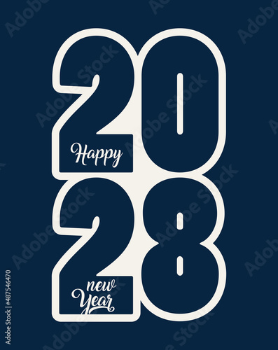 Fototapeta Naklejka Na Ścianę i Meble -  2028 Happy New Year in golden design, Holiday greeting card design