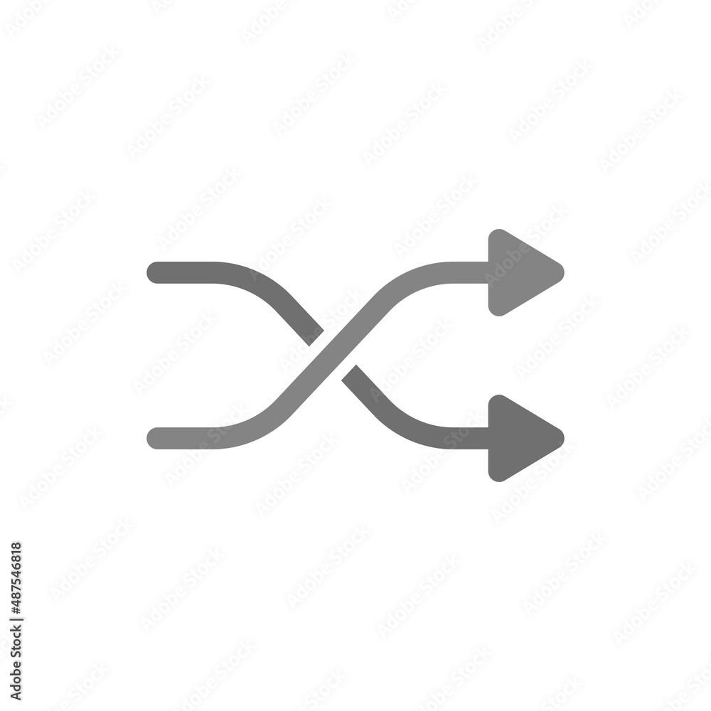 Shuffle grey flat vector icon Shuffle grey flat vector icon