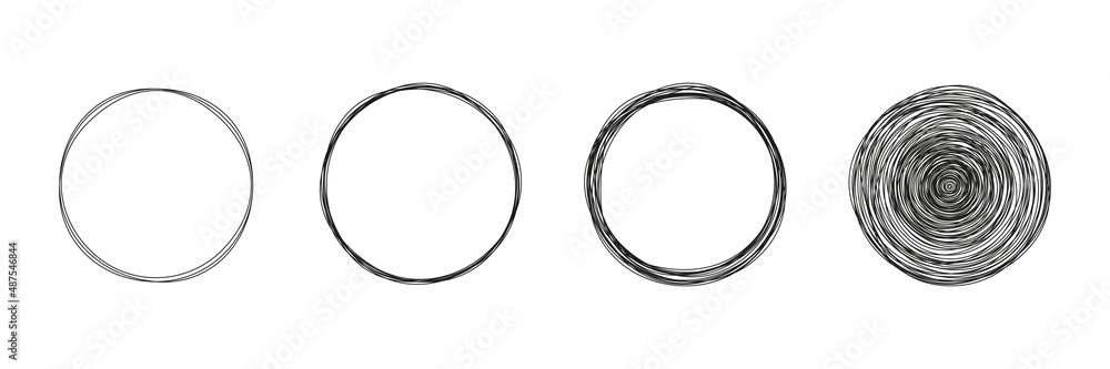 Set of continuous line circles. Minimalism linear art collection. Vector isolated on white. Set of continuous line circles. Minimalism linear art collection. Vector isolated on white.
