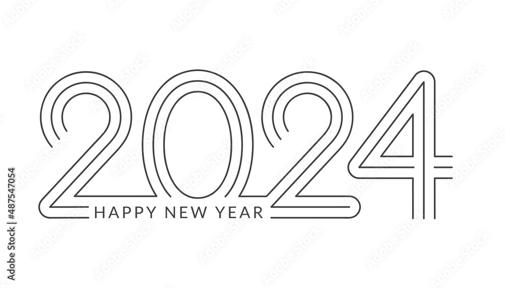2024 Happy New Year in golden design, Holiday greeting card design