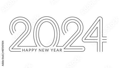 2024 Happy New Year in golden design, Holiday greeting card design
