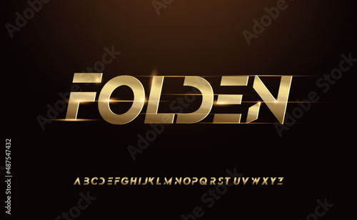Elegant luxury golden colored metal chrome alphabet font- Golden typography alphabet design- Gold Alphabets