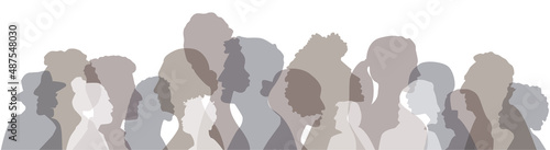 People of different ethnicities stand side by side together. Flat vector illustration.