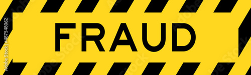 Fotografering Yellow and black color with line striped label banner with word fraud