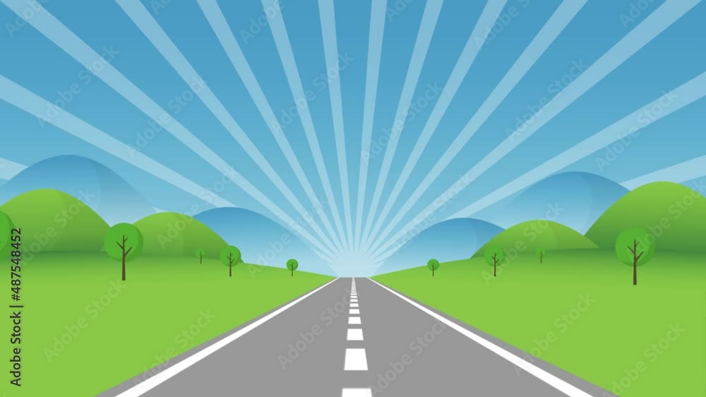 4K animation of moving forward on a straight road 4K animation of moving forward on a straight road
