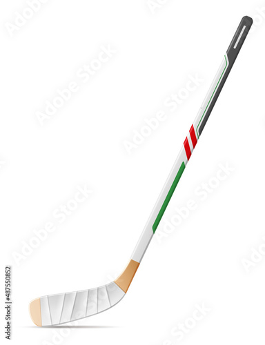 Ice hockey stick. Realistic wooden inventory for winter sport game