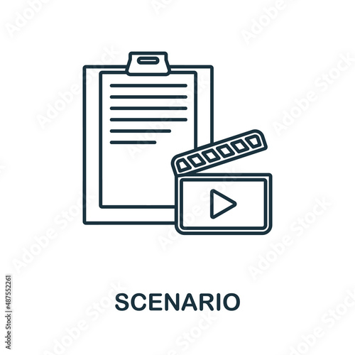 Scenario icon. Line element from video production collection. Linear Scenario icon sign for web design, infographics and more.
