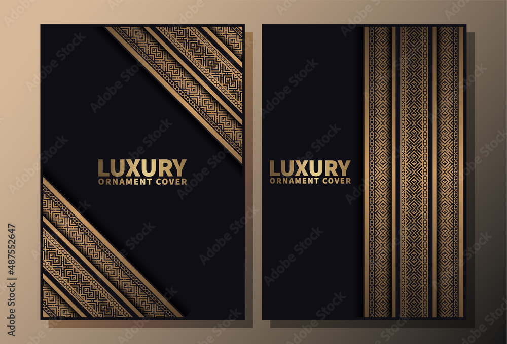 Fototapeta premium elegant black and gold pattern border cover