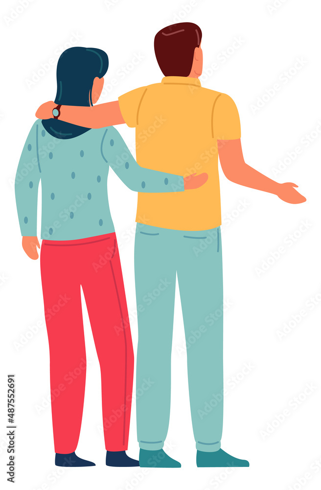 Man and woman standing together. Good relationship concept Man and woman standing together. Good relationship concept