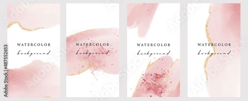 Set of vector universal backgrounds with watercolour shapes copy space for text. Design for social media, story, card, invitation, feed post.