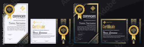 Achievement certificate best award diploma set
